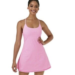 HALARA Houndstooth Pink and White Athletic Dress